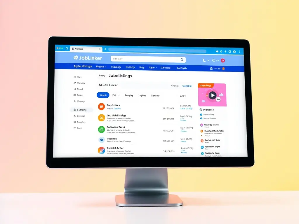 A screenshot of a job search interface, displaying various job listings with filters for location, industry, and job type, emphasizing the ease of finding relevant opportunities.
