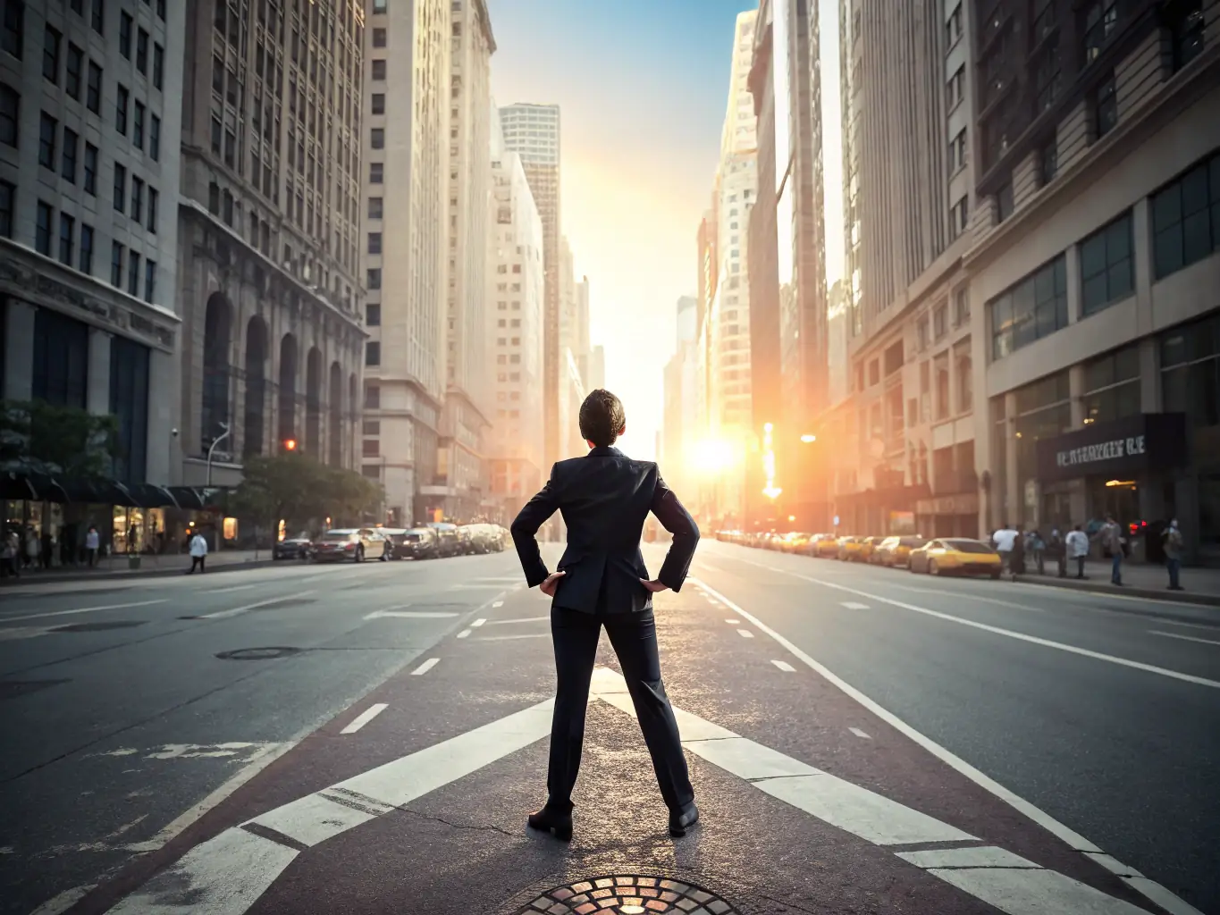 An image showcasing a successful candidate placed by Granite Peak, now thriving in their new role at a prominent Texas company, with a cityscape in the background.